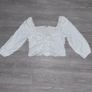 American Eagle Linen Lace Up Crop Top Large